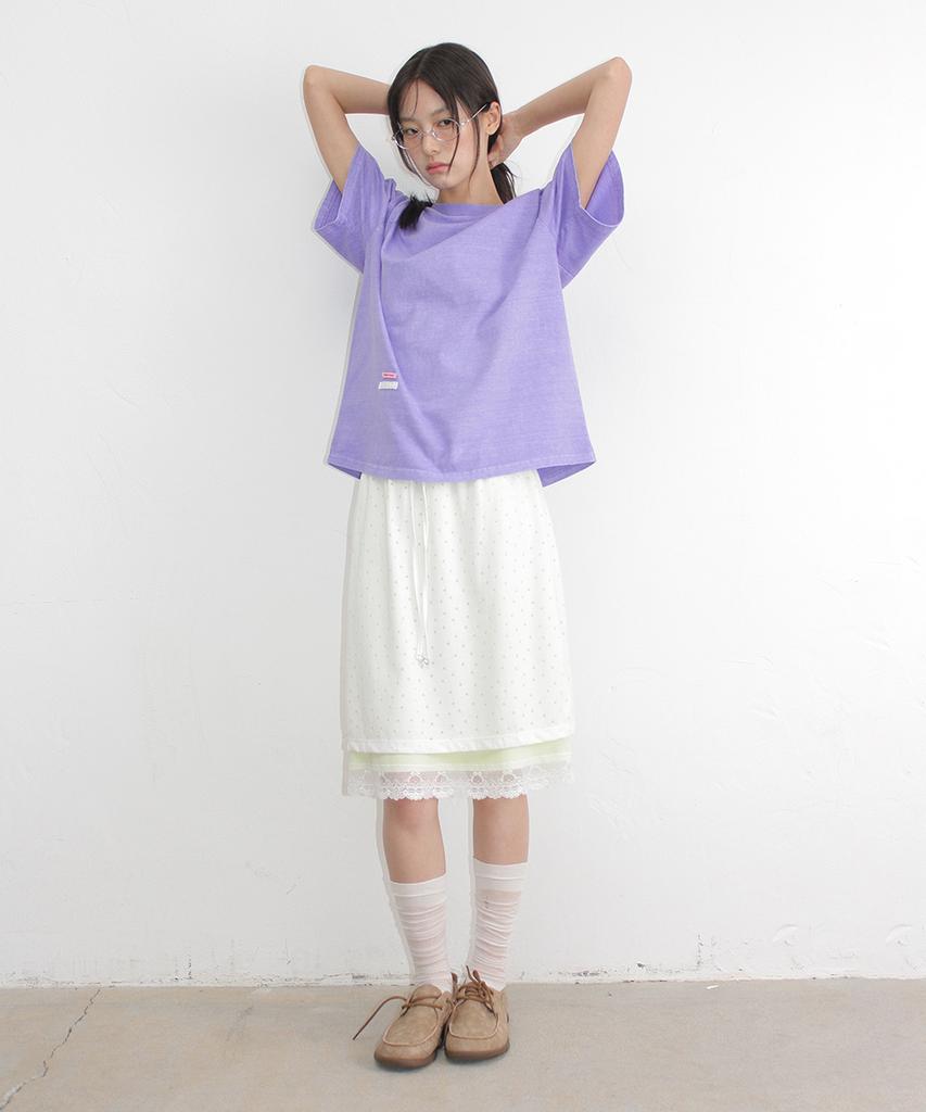 RONRON Pigment Mini Label Basic Fit T Shirt Purple