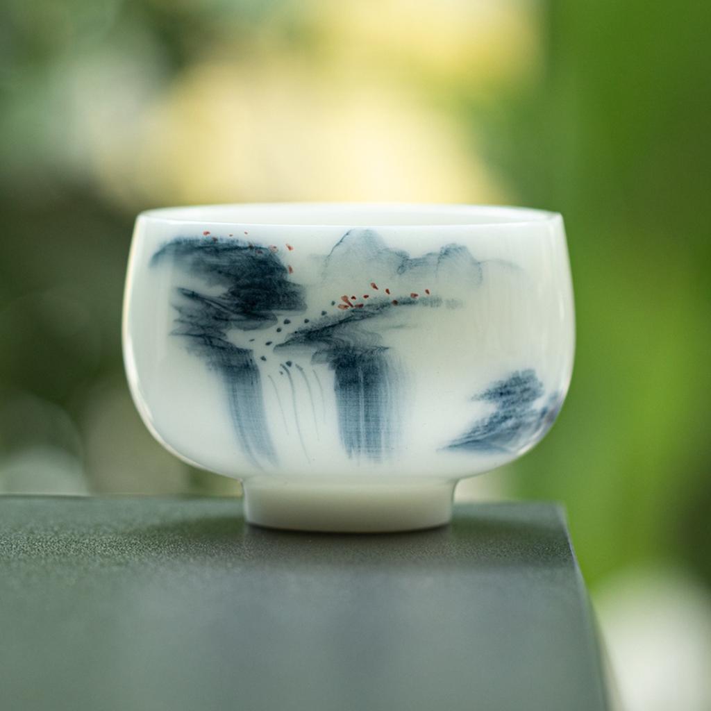 120ML Hand Painted Ceramic Tea Cup Chinese Gongfu Tea Set Master Cup Zen Meditation Porcelain Cup