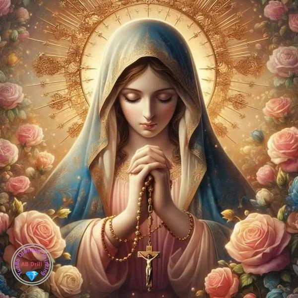 

Алмазная вышивка 5d Мозаика Дева Мария Домашний декор Икона Роза Алмазная живопись Новый Портрет Религиозные Стразы Round 20x20cm