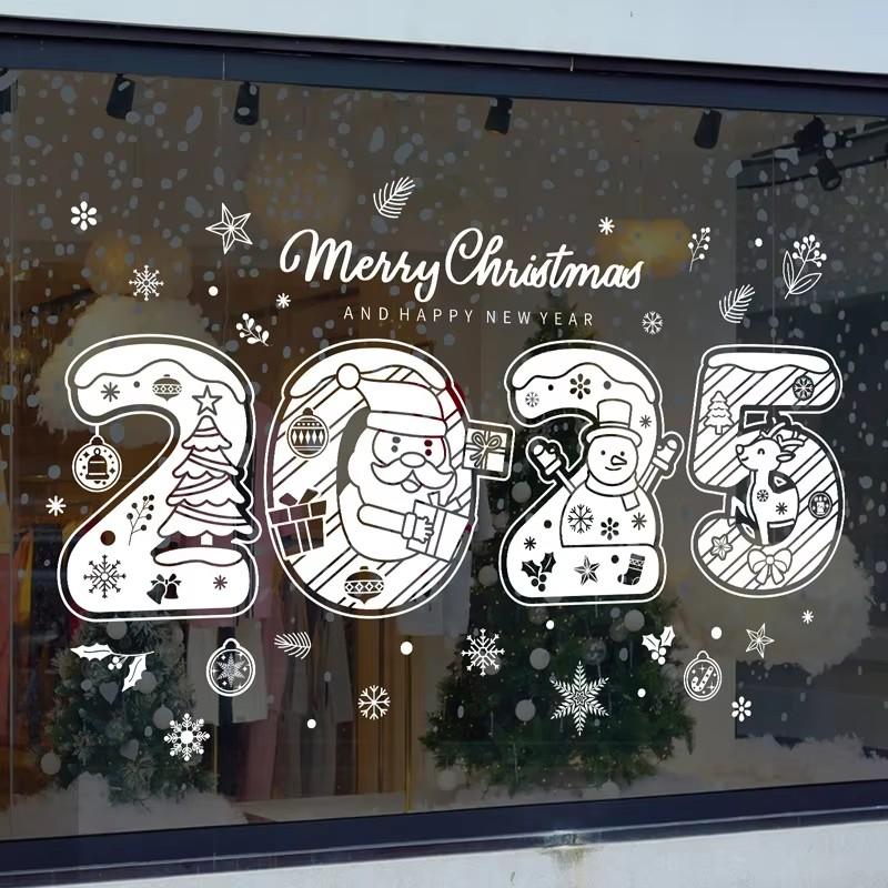 Christmas Window Stickers Santa Claus Snowflake DIY Wall Decal 2026 Christmas Decorations For Home New Year Ornaments Gift 2026