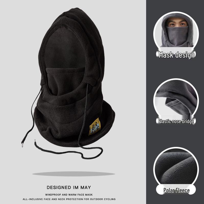 Unisex Warm Cotton Hat & Scarf Set: Cold-Weather Neck and Ear Protection, Windproof Face Mask for Outdoor Cycling