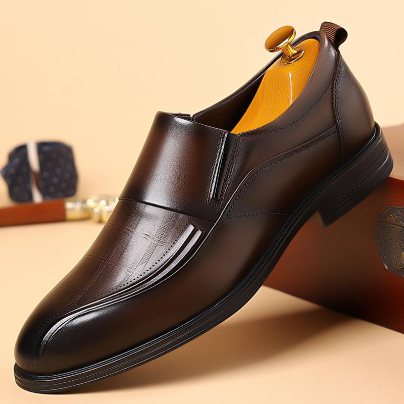 

Мужская кожаная обувь на одной педали, первый слой коровьей кожи, остроносая, мужская деловая, высококачественная, для работы, черная, свадебная обувь, кожаная, трендовая 44 темно-коричневого