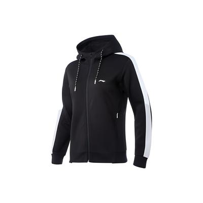Li Ning Training Series Casual Sports Hooded Cardigan Sweatshirt Women Outerwear Standard-Black AWDQ314-1