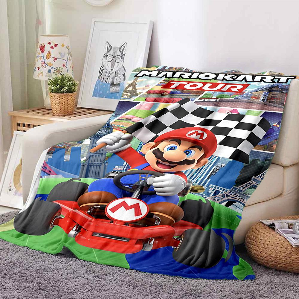 1pc Mario Flannel Blanket, Soft Skin Friendly with Digital Printing, Various Sizes Available for Family, Friends, Birthday