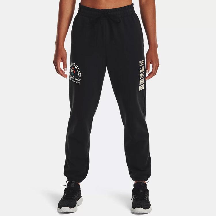 Under Armour Letter Logo Print Joggers Women Bottoms Black 1379004-001