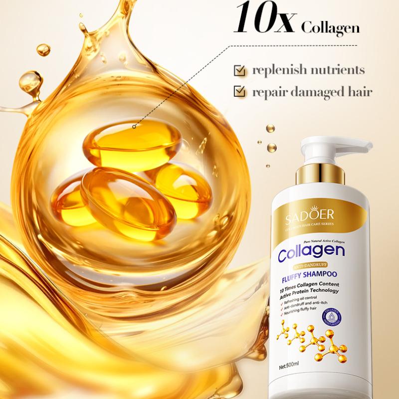 Collagen Anti-Dandruff Shampoo 500ml SADOER Softening Cleansing Fluffy Shampoo