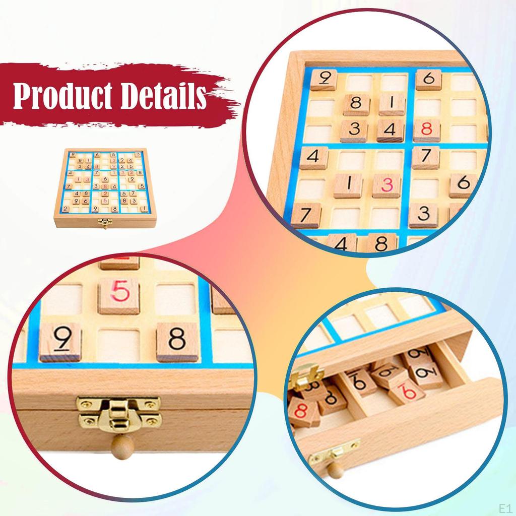 Wooden Sudoku Board Game Desktop Train Logical Thinking Ability Lightweight Brain Teaser