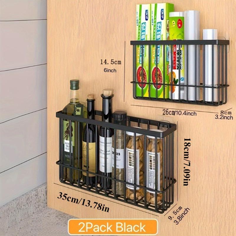 2pcs Storage Rack for Refrigerator Side Shelf, Wall Mounted Storage Basket, Home Organization and Storage