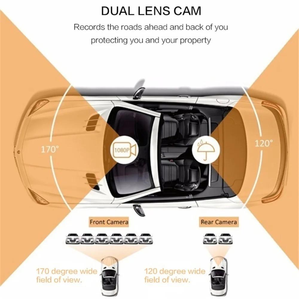 1080P Dual Dash Cam Front and Rear 4 Inch LCD Night Vision 170 Degree Wide Angle G Sensor Loop Recording Parking Monitor