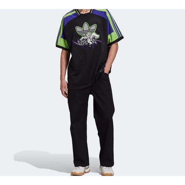 Adidas Originals x Sankuanz Trefoil Mesh Breathable Print Short Sleeve T-Shirt Men Tops Black FT8051