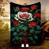 Red and White Rose Theme Pattern Flannel Printed Blanket Suitable for All Seasons Suitable for Living Room Office Sofa Travel