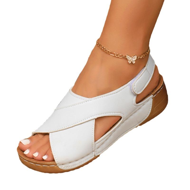 Fashion Designer Women's Mid Heels Sandals Fashion Heeled Shoes 2025 New Wedges Pumps Summer Trend Walking Comfort Zapatillas De Mujer
