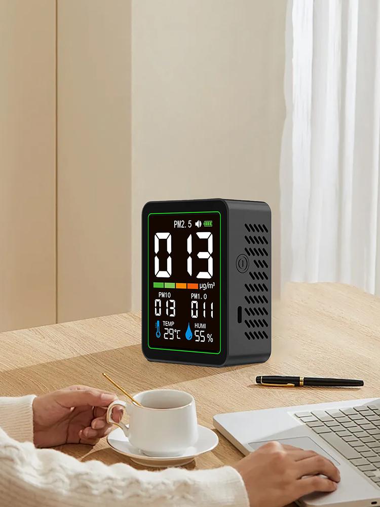 Portable Smart Air Quality Tester LiDAR Sensor Air Quality Meter Temperature Humidity PM10 PM1.0 Detection for Home Office