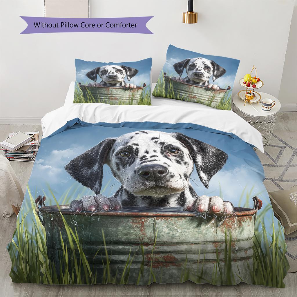 Biancheria da letto con motivo dalmata sull'erba Decorazione per la casa Regalo di compleanno (1 * copripiumino + 2 * federa, senza nucleo)
