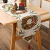 Table Flag Tassel Christmas Table Runner Snowman Printed Rectangle Table Cover Long Knitted Cloth Tablecloth Restaurants