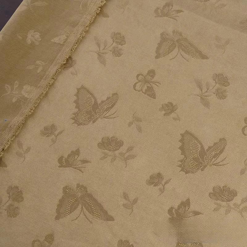 50x148cm Bawełniano-lniana tkanina żakardowa w motyle do szycia DIY sukienki, koszuli, spódnicy, spodni, odzieży, vintage letnia tkanina