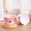 Flower Shape Pet High Foot Bowl Gradient Color Pet Drinking Feeder Multi-use Cat Bowl  Kitten Puppy