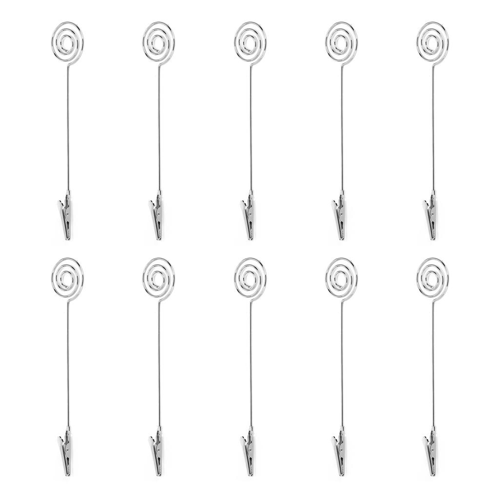 10 Stück Tisch-Notizklammern Schreibtisch Metall Visitenkartenhalter Silber Rund Bild Nachricht