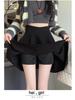 Black High-Waisted Wool Pleated A-Line Short Skirt for Women - Slim-Fit Spring/Autumn 2026 Collection