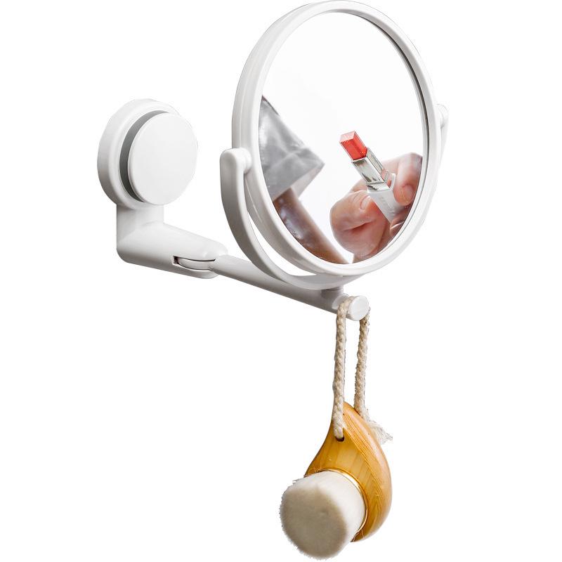 Miroir de maquillage rotatif double face mural pliant sans perçage avec fonction grossissante