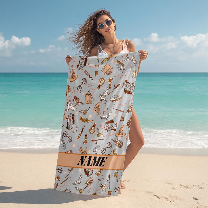 Personalized "Flame Within Shadow" Beach Towel Microfiber Beach Towel Thin Absorbent for Beach Swimming Yoga Bath Sports. 0910378