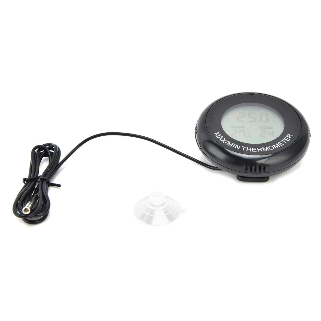 Digital LCD Round Thermometer Magnetic Suction Cup Temperature Meter for Reptile Box Fish Tank