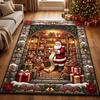 3D Visual Santa Claus Carpet, Durable Non-Slip Living Room Rug, Christmas Decorative Carpet for Home Decoration