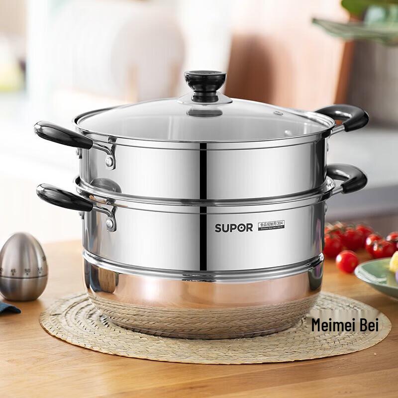 SUPOR 304 Edelstahl Doppelschicht Dämpfertopf