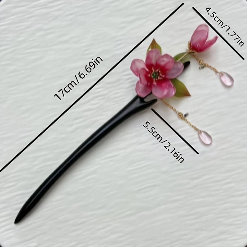 New Chinese Style Tassel Lotus Flower Hair Sticks for Women Wooden Hairpin Niche Design Handmade Ancient Style Hairpin
