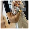 Large Capacity Woven Bag Women's New Straw Bag Shoulder Bucket Bag Portable Vegetable Basket Beach Bag Woven Straw Tote Bag for Women