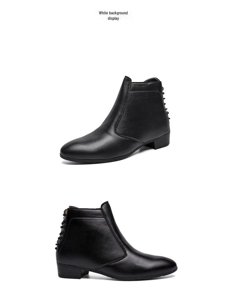 Męskie skórzane buty retro ze spiczastymi noskami - duży rozmiar, modny styl Martina z bocznym zamkiem błyskawicznym, codzienne na jesień i zimę