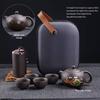 Portable Purple Clay Gongfu Tea Set: Includes 1 Pot and 4 Cups with Ceramic Dry Brew Travel Bag for Outdoor Use.