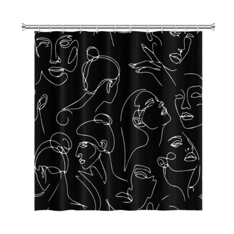 Nordic Wind Abstract Art Boho Shower Curtain Waterproof Polyester Bath Curtain Morandi Color Block Curtains For Bathroom Decor