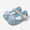 Girls' Princess Shoes New Spring and Autumn Style Little Girls' Flat Shoes Blue Crystal Flower Children's Leather Shoes Baby Girl Shoes