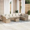 VidaXL 11-Piece Garden Sofa Set with Cushions Beige Synthetic Rattan 3345551