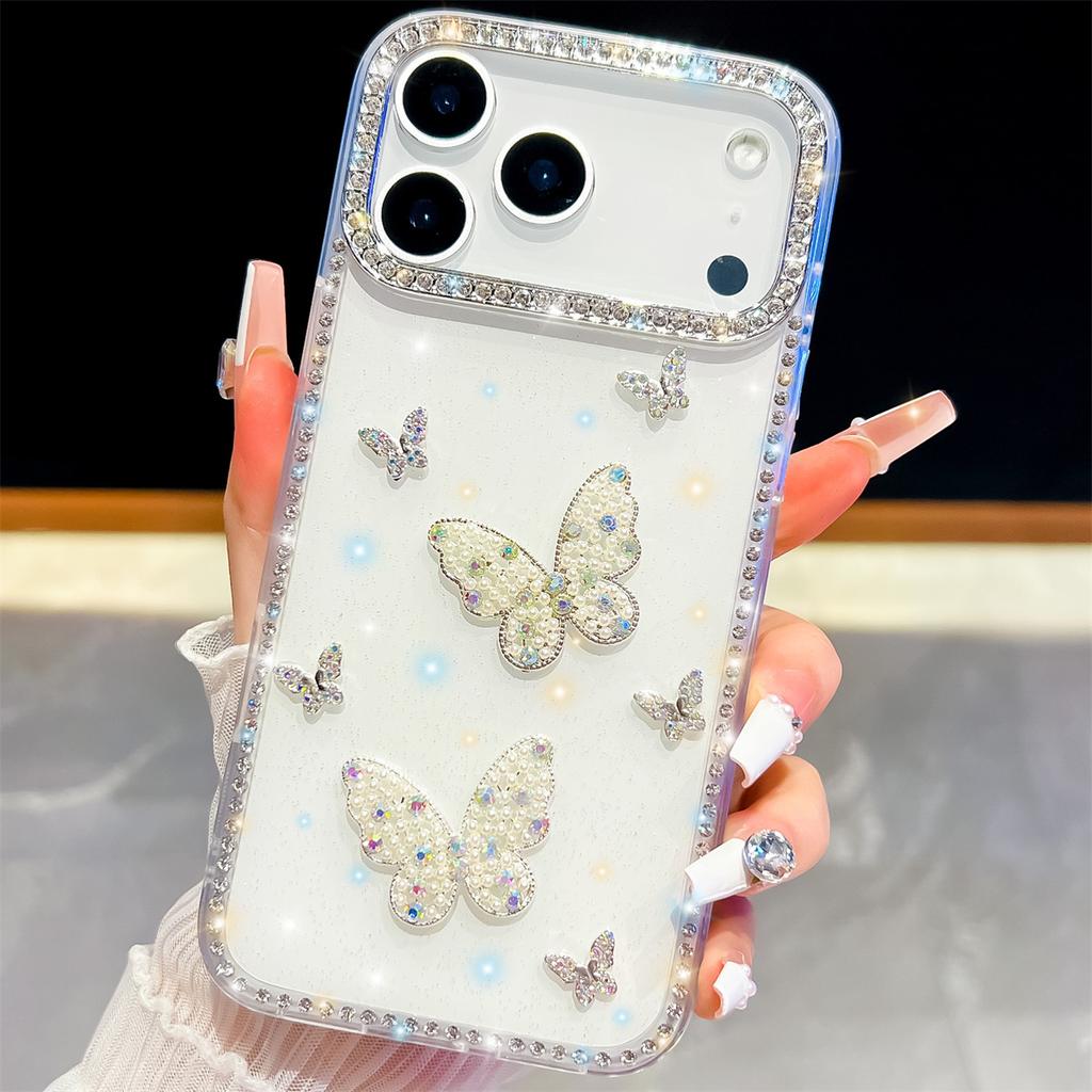 Handmade Sparkly Diamond Butterfly Swarm IMD Phone Case, Compatible with iPhone 13,iPhone 14,iPhone 15,iPhone 16,iPhone 17 Series