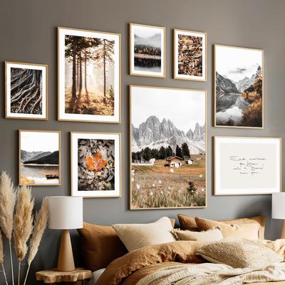 Autumn Forest Fallen Leaves Silent Lake House Wall Art Prints Home Decor Pictures Canvas Painting Posters Living Room Decoration