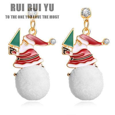 RUI RUI YU Dame Mote Tegneserie Julemann Snøball Form Hengende Anheng Øredobber