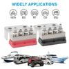 4*M10 Studs (3/8") Marine Battery Bus Bar Heavy Duty 12-48V 600A Waterproof Terminal Block Black & Red for Truck Marine Solar