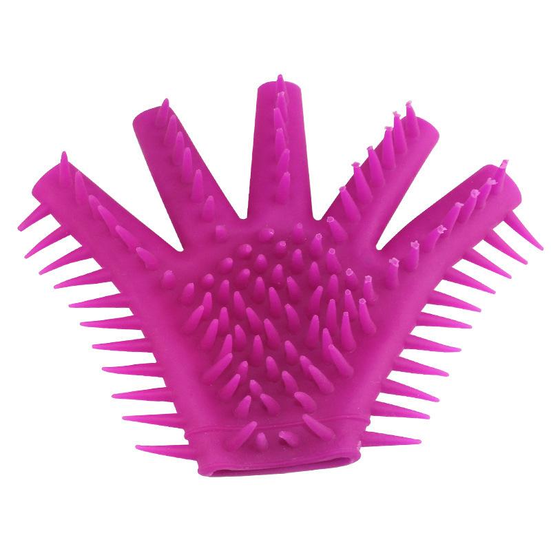Silicone temperament and interest gloves masturbate penis massage finger covers with barbed spike crystal palm covers sex toys