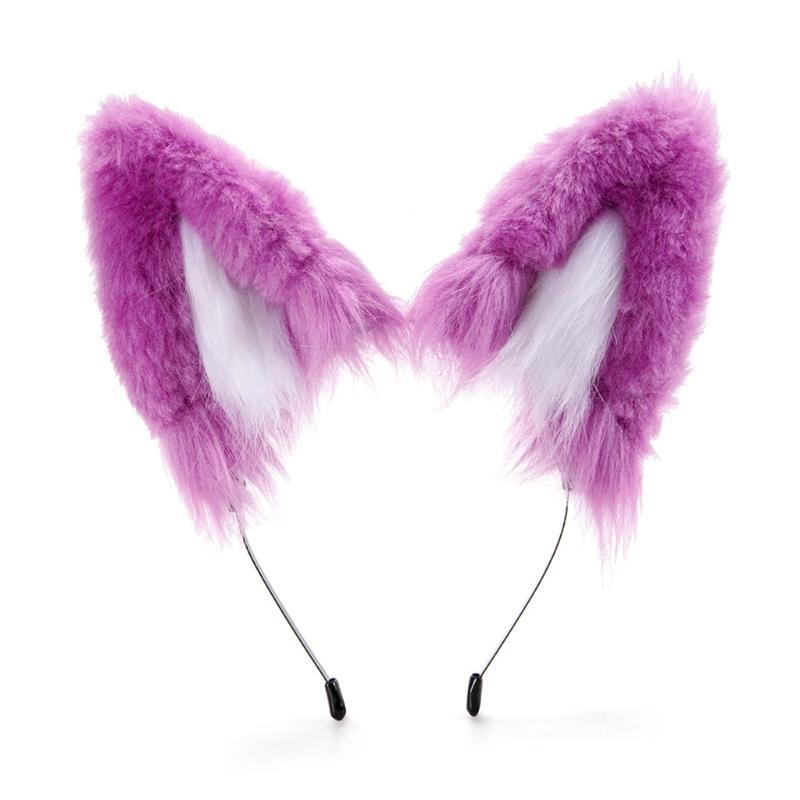 Realistic Wolf Ears Hairband Furry Headbands Plush for Coser Role Play and Photography Props
