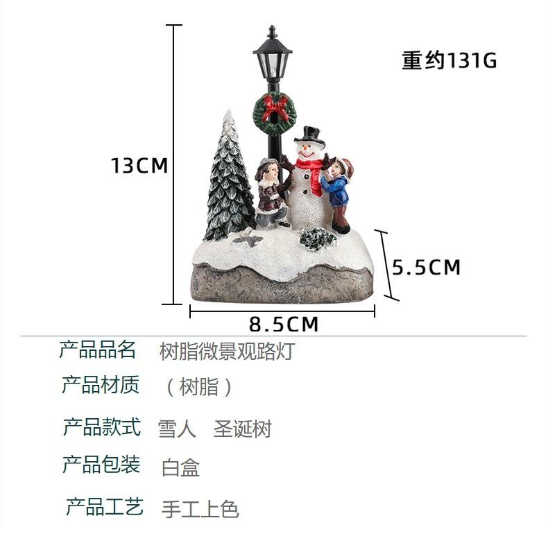LED Christmas Village Ornaments Microlandscape Resin Figurines Decoration Santa Claus Pine Needles Snow View Holiday Gift