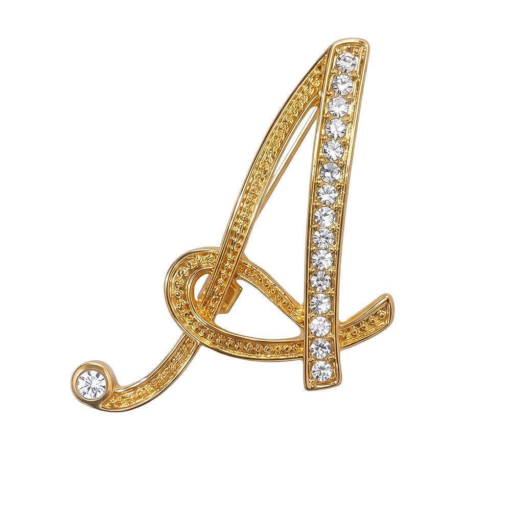 Trendy 26-Letter Rhinestone Brooch Pin - Fashion Accessory for Clothing & Bags