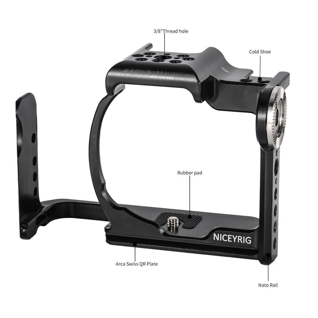 Niceyrig Full Camera Cage for Sony A7M4/Alpha 7R V/Alpha 7 IV/Alpha 7R IV/Alpha 7S III/Alpha 1 with Aluminum Alloy Quick Release Camera Plate -505