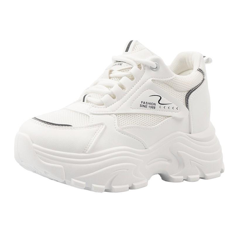 Small Inner Height Increase Small White Shoes Women's Platform Versatile Spring and Autumn New Dad Shoes Breathable Casual Sports Shoes