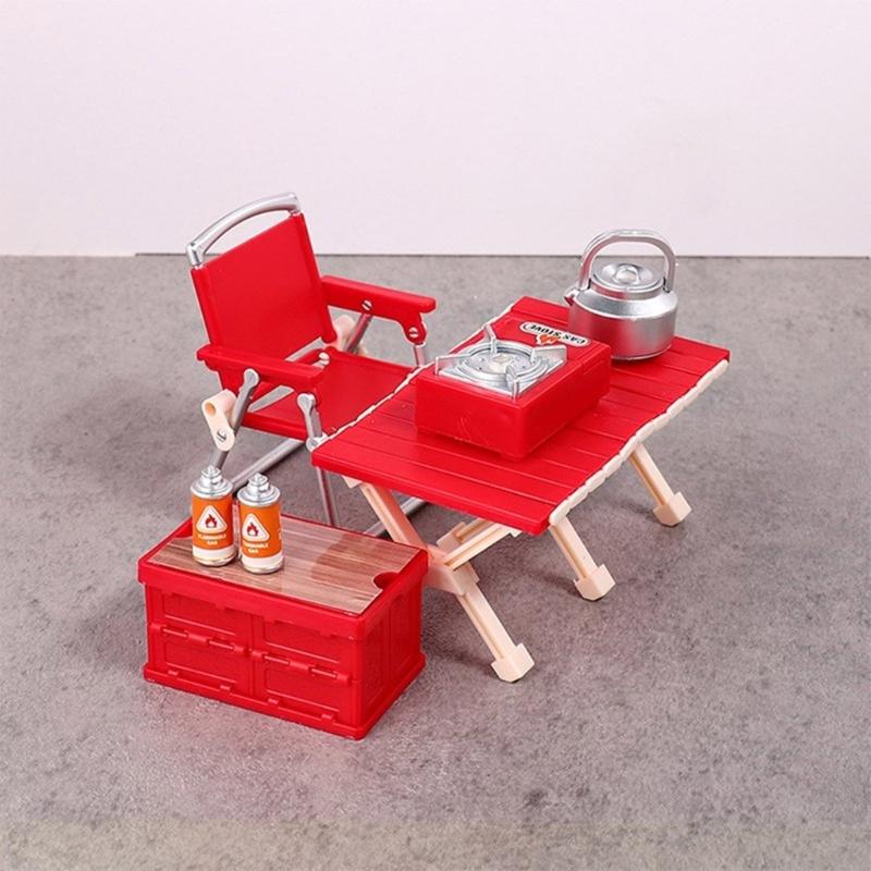 Interactive Doll House Scene Decoration Set With Collapsible Furniture Table Chair For Realistic Camping Scene Setting