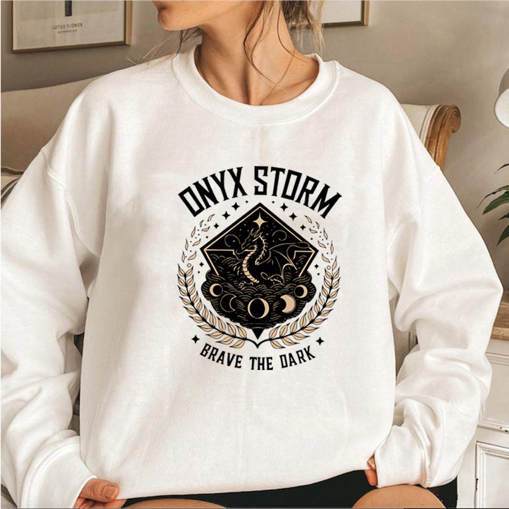 Onyx Storm Brave The Dark Sweatshirt Dragon Lover Sweater Unisex Crewneck Sweatshirts Casual Fourth Wing Hoodie Bookish Clothes