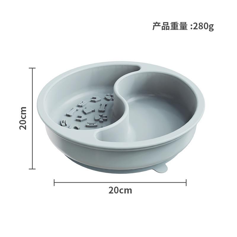 Pet silicone suction cup double bowl dog basin feeding basin dog bowl anti-knock outdoor products dog rice bowl slow food bowl licking bowl