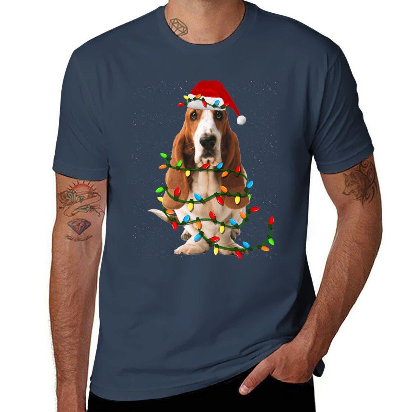 Basset Hound Christmas Funny Basset Hound Dog Lovers Tshirt Cool Feeling Summer Tee Shirt S