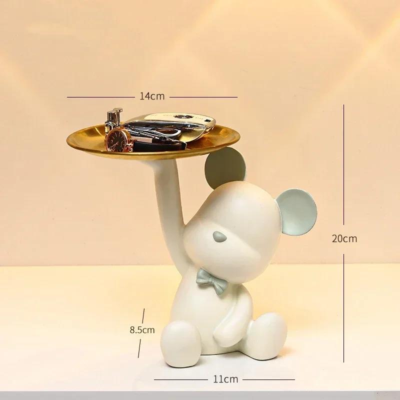 Aesthetic Bear Car Key Tray Violent Bear Storage Holder Mobile Phone Bracket Tray Support Bear Living Room Entryway Decoration